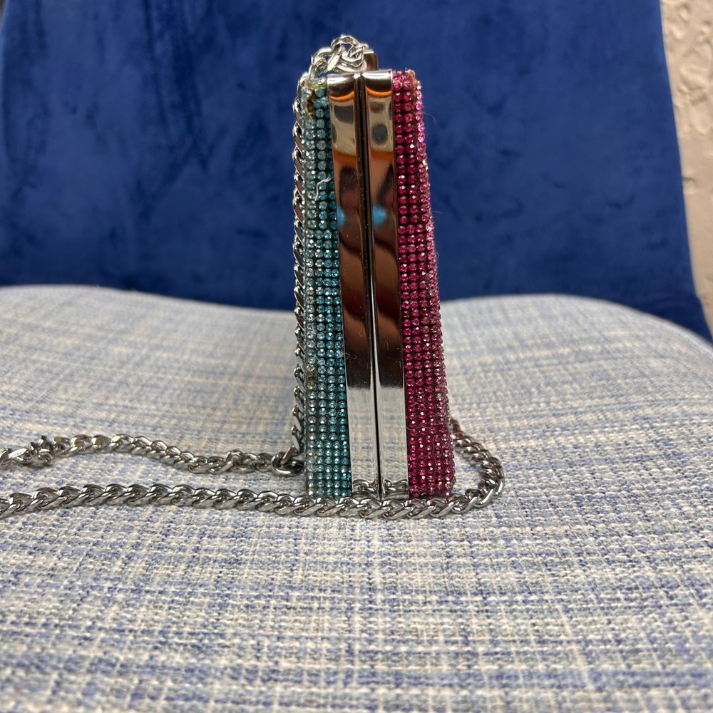Zara Multicolor Rhinestone Clutch with Chain - Picture 3 of 5